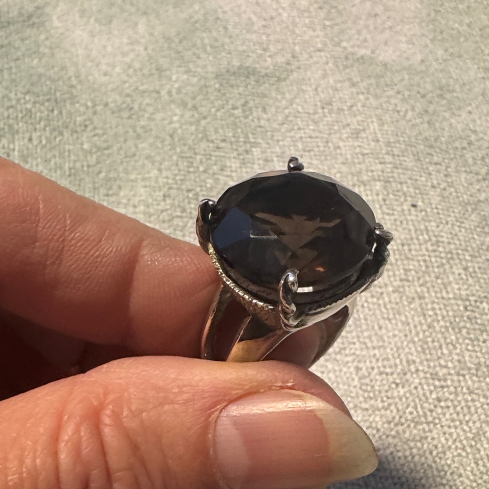 Chic Silver Ring with Smoky Quartz